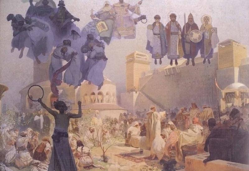 Alfons Mucha Slavs in their Original Homeland: Between the Turanian Whip and the sword of the Goths Norge oil painting art